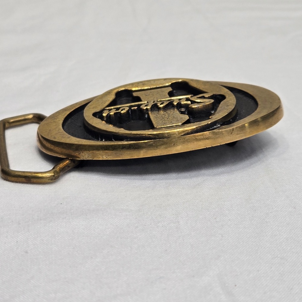 Snap-On Tools Vintage Belt Buckle Solid Brass #1 Logo Made In Usa Sfp-455 Gold View 5